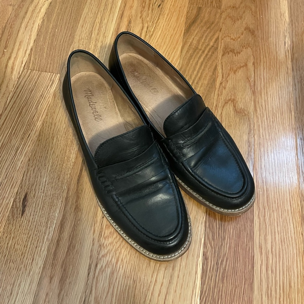 Madewell black leather loafers